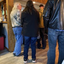 Zeman's Old Highway House - Bar crowd by our table.