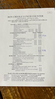 Menu photo 1 Bon Creole Lunch Counter New Iberia, LA Menu photo 1 Bon Creole Lunch Counter New Iberia, LA