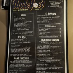 Uncle Joe's Grill & Sports Bar - Menu