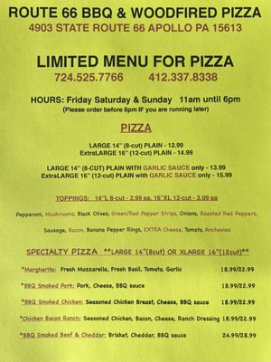 Menu photo 2 Route 66 BBQ & Wood Fired Pizza Apollo, PA Menu photo 2 Route 66 BBQ & Wood Fired Pizza Apollo, PA