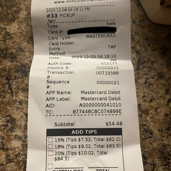 Mr Hui - a receipt for a restaurant - Chinese Near Me - Norman, Oklahoma Mr Hui - a receipt for a restaurant - Chinese Near Me - Norman, Oklahoma