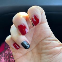 Black polish is thick and globby looking it's just regular polish no gel