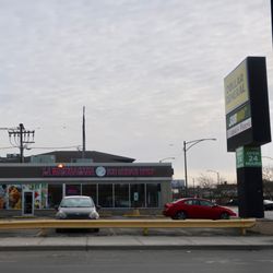 Corner storefront.