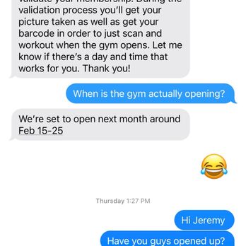 EōS Fitness - A text message conversation with an EOS employee. - Gyms Near Me - Whittier, California EōS Fitness - A text message conversation with an EOS employee. - Gyms Near Me - Whittier, California