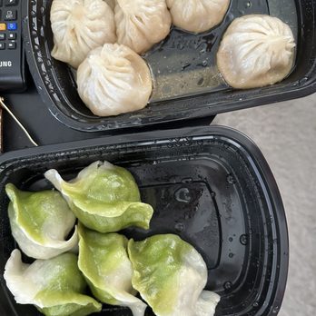 King Dumpling - Shrimp & chives dumplings bottom  Pork soup dumplings top - Dim Sum Near Me - Louisville, Colorado