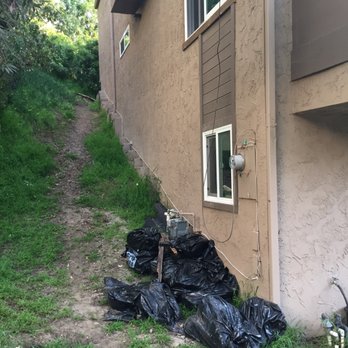 Dennis Cook Roofing - 5+ bags of trash and debris left by roofers 4 weeks ago; wire left hanging down side of house. - Roofing Near Me - El Cajon, California Dennis Cook Roofing - 5+ bags of trash and debris left by roofers 4 weeks ago; wire left hanging down side of house. - Roofing Near Me - El Cajon, California
