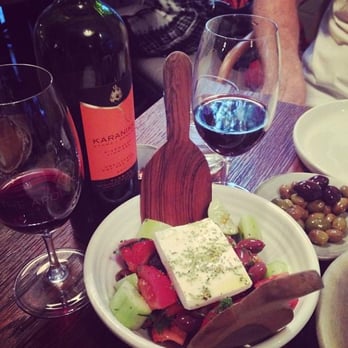 The Apollo - The Village Greek salad and Karanika wine. - Greek Near Me - Potts Point, NSW