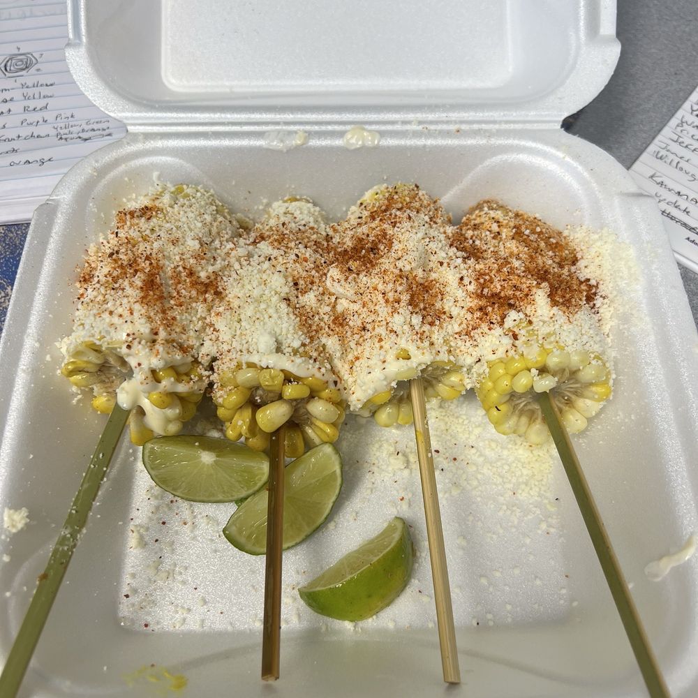 Cartel Tacos - Corn with mayo, queso fresco, tajin - Food Trucks Near Me - Raleigh, North Carolina Cartel Tacos - Corn with mayo, queso fresco, tajin - Food Trucks Near Me - Raleigh, North Carolina