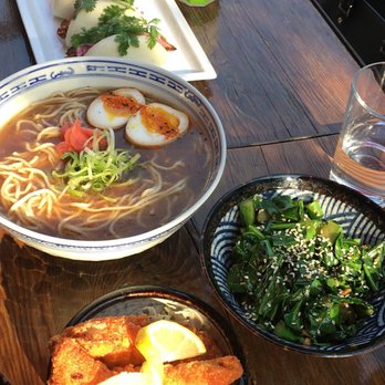 Bao - Baos, chicken karaage ramen (with the chicken and cabbage on the side), and a side of gailan - Korean Near Me - Victoria, British Columbia Bao - Baos, chicken karaage ramen (with the chicken and cabbage on the side), and a side of gailan - Korean Near Me - Victoria, British Columbia