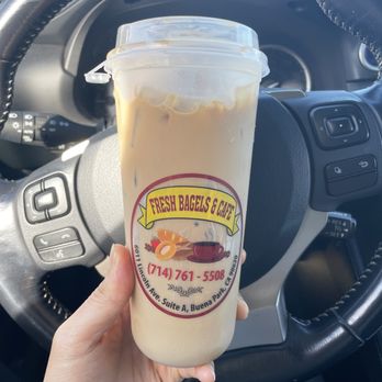 Fresh Bagels & Cafe - Iced Latte with Vanilla Syrup - $7.00 - Bagels Near Me - Buena Park, California Fresh Bagels & Cafe - Iced Latte with Vanilla Syrup - $7.00 - Bagels Near Me - Buena Park, California