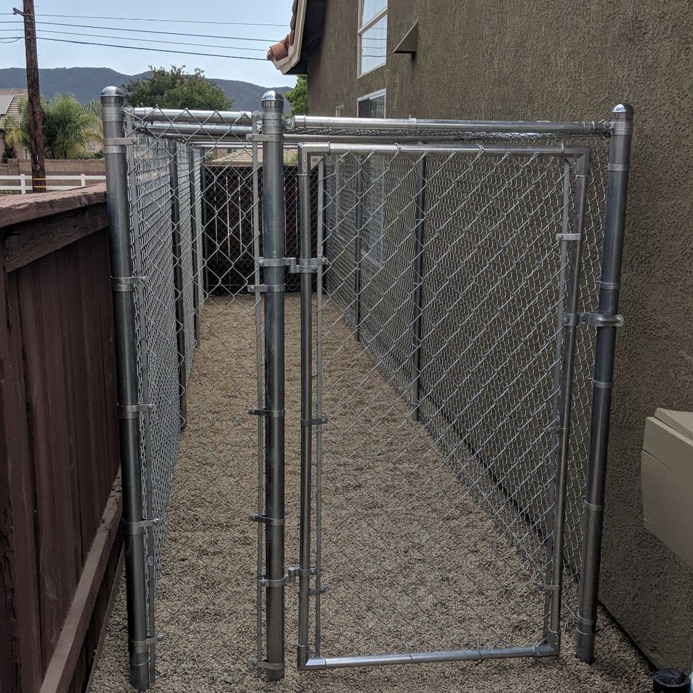 Completed dog run for our two Great Danes. Two thumbs up! Completed dog run for our two Great Danes. Two thumbs up!