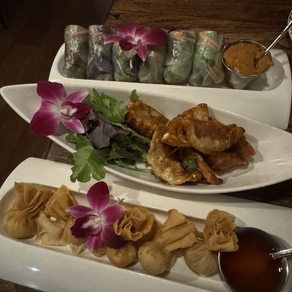 Appetizers. Dumplings, Spring Rolls and their version of crab Rangoon Appetizers. Dumplings, Spring Rolls and their version of crab Rangoon