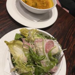 Coco - Pumpkin soup and side salad.