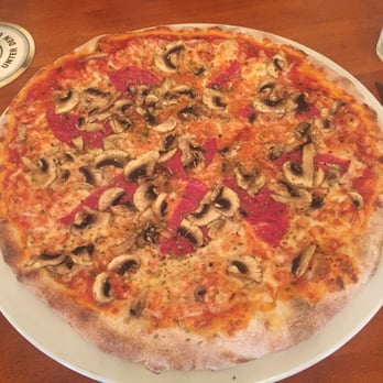 Trattoria - Pizza Funghi Salami - Italian Near Me - Oldenburg, NI Trattoria - Pizza Funghi Salami - Italian Near Me - Oldenburg, NI