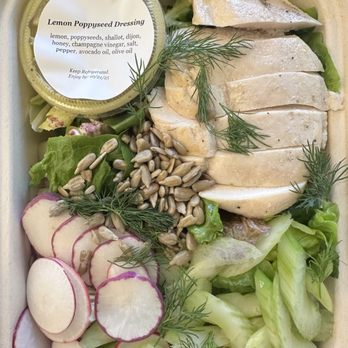 Vita Kitchen - Mixed greens salad with sous vide chicken, soft boiled eggs, celery, radish, dill, sunflower seeds & lemon poppyseed dressin - Food Delivery Services Near Me