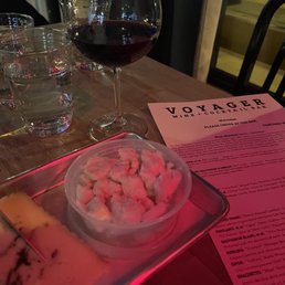 Cheeses and a glass of red wine!