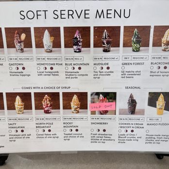 Soft Peaks - a menu for soft serve menu - Ice Cream & Frozen Yogurt Near Me - Richmond, British Columbia