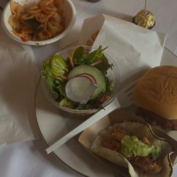 Twisted Soul - Bow tie pasta in a sauce I chose, salad, yummy tacos and chicken slider sandwich. - Asian Fusion Near Me - Poughkeepsie, New York
