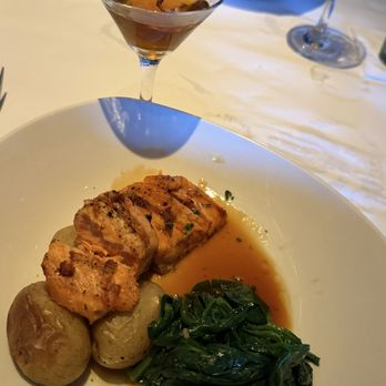 Bonefish Grill - Orange soy glazed salmon and Jefferson's ocean Manhattan (courses and cocktails dish 3) - Seafood Near Me - Algonquin, Illinois Bonefish Grill - Orange soy glazed salmon and Jefferson's ocean Manhattan (courses and cocktails dish 3) - Seafood Near Me - Algonquin, Illinois