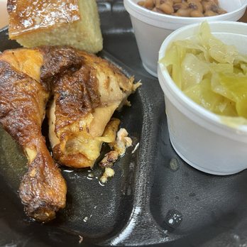 Soul Train Station - Herb baked chicken, cabbage, black-eyed peas, and buttery cornbread. - American Near Me - Harvest, Alabama Soul Train Station - Herb baked chicken, cabbage, black-eyed peas, and buttery cornbread. - American Near Me - Harvest, Alabama