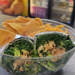 Vital Vybz Juice Bar - Salmon Wrap & Plantain Chips