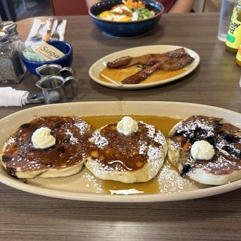 Snooze, an A.M. Eatery - Gluten Free Friendly Signature Pancake Flight Bacon But Different - Breakfast & Brunch Near Me - Nashville, Tennessee