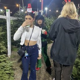 Cider/cocoa cup sippin down a tree lane