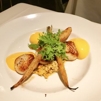 Rioja - Scallops with carrot purée - New American Near Me - Denver, Colorado Rioja - Scallops with carrot purée - New American Near Me - Denver, Colorado