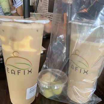 TeaFix - roasted oolong milk tea with egg pudding, roasted oolong milk tea with panna cotta - Coffee & Tea Near Me - Houston, Texas TeaFix - roasted oolong milk tea with egg pudding, roasted oolong milk tea with panna cotta - Coffee & Tea Near Me - Houston, Texas