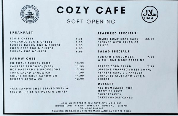 Menu photo 5 Cozy Cafe And Bakery Ellicott City, MD Menu photo 5 Cozy Cafe And Bakery Ellicott City, MD