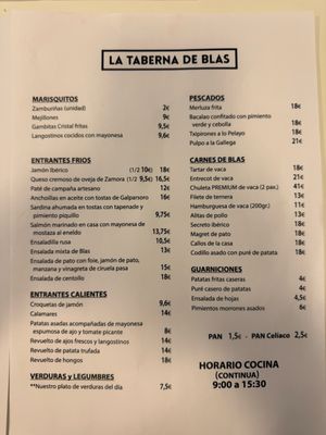 Menu photo 2 La Taberna de Blas Donostia, SS Menu photo 2 La Taberna de Blas Donostia, SS