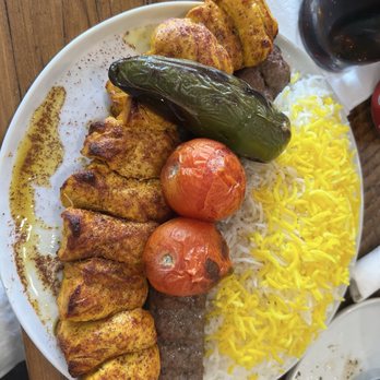 Little Persia Mediterranean cuisine - Koobideh and Chicken kabob combo plate - Persian/Iranian Near Me - Plano, Texas