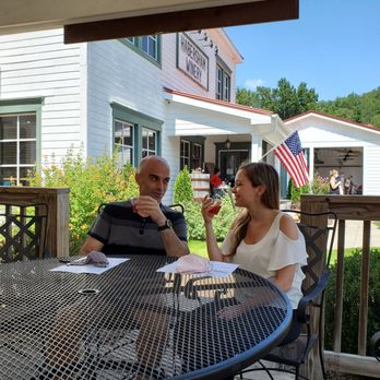 Habersham Winery - We snagged a table under the gazebo. - Wine Tasting Room Near Me - Helen, Georgia