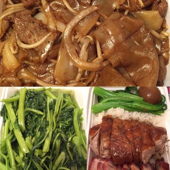 Wo Kee Noodle - Beef Chow Fun (Dry), Ong Choy (Water Spinach) w/ Garlic, Roast Pork & Duck over Rice w/ tea leaf egg - Cantonese Near Me - Fresh Meadows, New York Wo Kee Noodle - Beef Chow Fun (Dry), Ong Choy (Water Spinach) w/ Garlic, Roast Pork & Duck over Rice w/ tea leaf egg - Cantonese Near Me - Fresh Meadows, New York