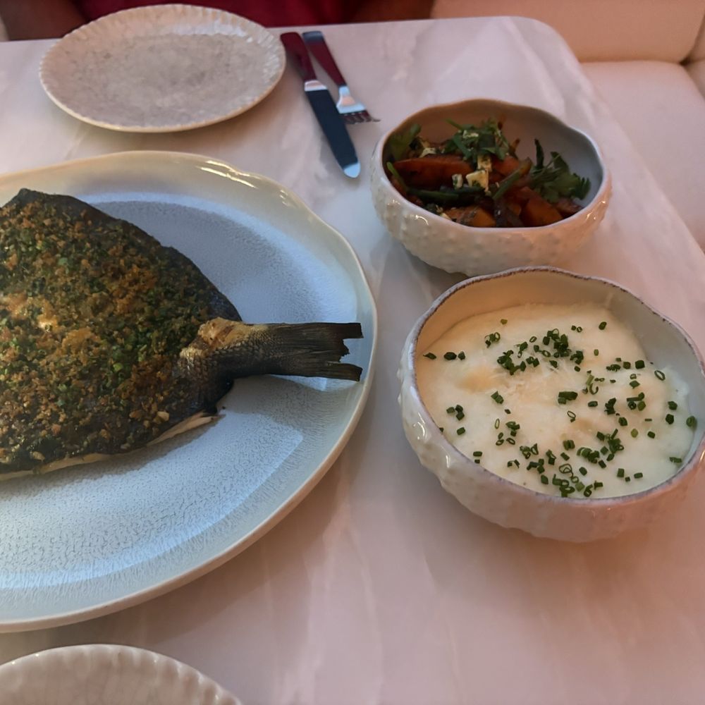 Levant - Branzino , polenta and carrots - Mediterranean Near Me - San Juan, Puerto Rico
