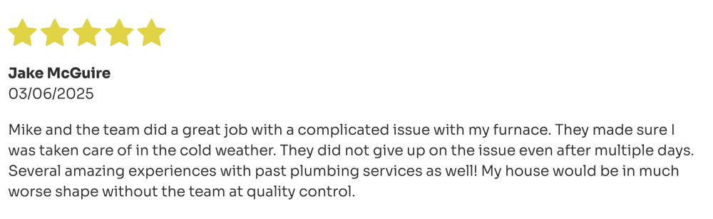 Slide of Quality Control Plumbing & Heating