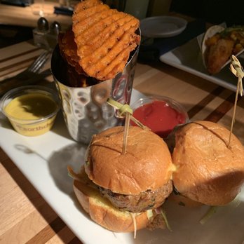 Root Down DIA - Colorado lamb sliders. So good with the curry sauce! - New American Near Me - Denver, Colorado Root Down DIA - Colorado lamb sliders. So good with the curry sauce! - New American Near Me - Denver, Colorado