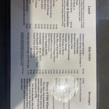 Fifth Wheel - Side two of menu. - American Near Me - San Leandro, California