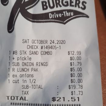 R Burgers - Receipt - Burgers Near Me - Riverside, California R Burgers - Receipt - Burgers Near Me - Riverside, California