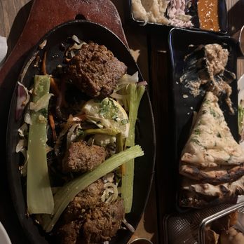 While In Kathmandu - 8. Grilled Lamb, mashed potato & veggies 4. Garlic Naan with Hummus - Cafes Near Me - Ridgewood, New York While In Kathmandu - 8. Grilled Lamb, mashed potato & veggies 4. Garlic Naan with Hummus - Cafes Near Me - Ridgewood, New York