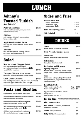 Menu photo 2 Johnny Pump Essendon, VIC