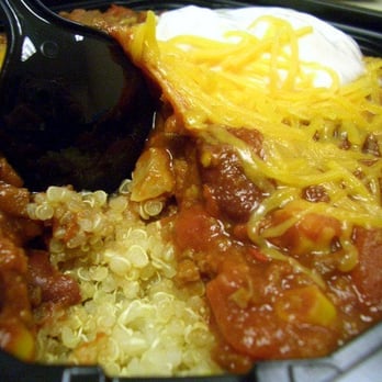 Protein Bar & Kitchen - close up of quinoa chili with cheese and greek yogurt - New American Near Me - Chicago, Illinois