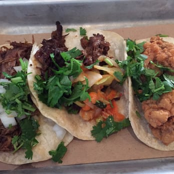 bartaco - Reston - From left to right - duck, ribeye & fried oyster tacos - Tacos Near Me - Reston, Virginia bartaco - Reston - From left to right - duck, ribeye & fried oyster tacos - Tacos Near Me - Reston, Virginia