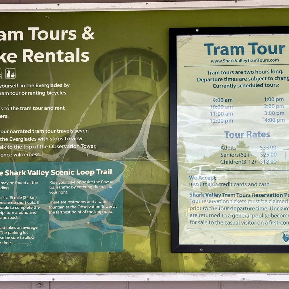 Shark Valley Tram Tours - Prices and departure times for Shark Valley Tram Tours. Sorry about the glare on the right side of the photo. - Tours Near Me - Miami, Florida