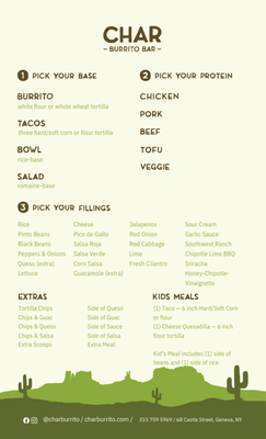 Menu photo 1 Char Burrito Bar Geneva, NY