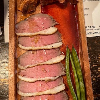 The Magpie - Smoked duck - thin sliced coffee cured duck with sweet potato crisps, pickled long beans, and a sour cherry sauce - New American Near Me - San Antonio, Texas The Magpie - Smoked duck - thin sliced coffee cured duck with sweet potato crisps, pickled long beans, and a sour cherry sauce - New American Near Me - San Antonio, Texas
