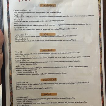 Gursha Ethiopian Restaurant - Menu as of Sept 2023 - Ethiopian Near Me - Las Vegas, Nevada