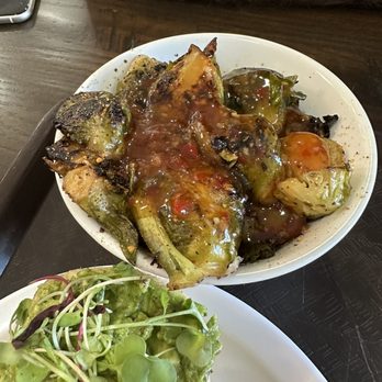 Pure Vegan Café - Roasted Brussel Sprouts - Vegan Near Me - Raleigh, North Carolina Pure Vegan Café - Roasted Brussel Sprouts - Vegan Near Me - Raleigh, North Carolina