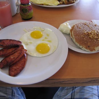 Eggs 'n Things - Port. Sausage, Sunny side up eggs, and Mac Pancakes... - Breakfast & Brunch Near Me - Honolulu, Hawaii