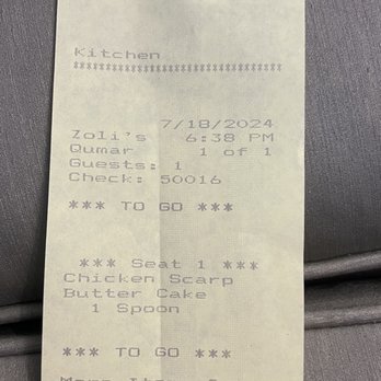 Zoli's NY Pizza - Order receipt - Pizza Near Me - Addison, Texas Zoli's NY Pizza - Order receipt - Pizza Near Me - Addison, Texas